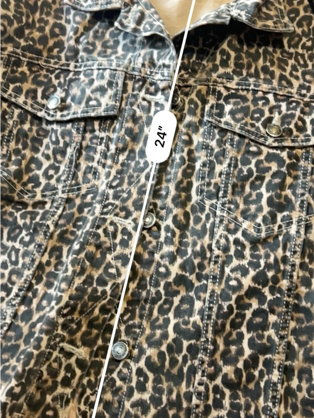 Free People Leopard Print Cropped Jean Jacket L - Picture 6 of 8